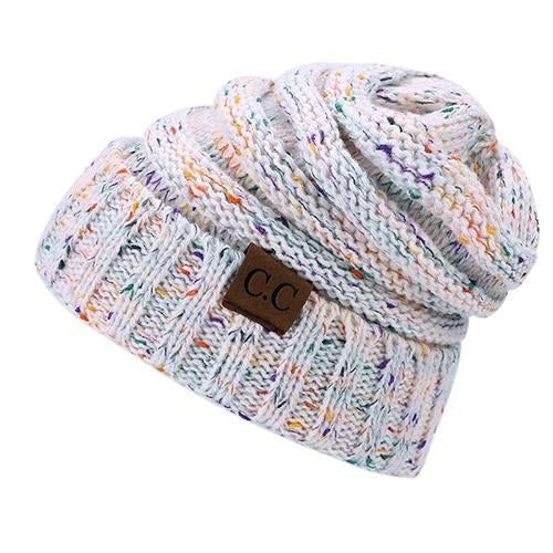 BONJEAN Women Winter Knitted Cap Casual CC labeling Beanies Hat High bun Ponytail 10 colors Hip-Hop Skullies Beanie turban hat