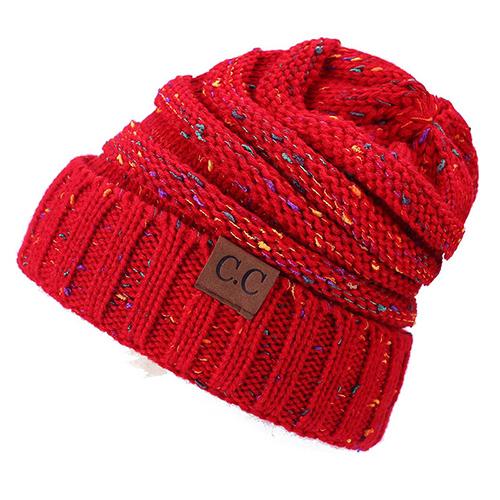 BONJEAN Women Winter Knitted Cap Casual CC labeling Beanies Hat High bun Ponytail 10 colors Hip-Hop Skullies Beanie turban hat