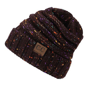 BONJEAN Women Winter Knitted Cap Casual CC labeling Beanies Hat High bun Ponytail 10 colors Hip-Hop Skullies Beanie turban hat