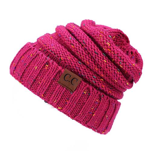 BONJEAN Women Winter Knitted Cap Casual CC labeling Beanies Hat High bun Ponytail 10 colors Hip-Hop Skullies Beanie turban hat