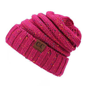 BONJEAN Women Winter Knitted Cap Casual CC labeling Beanies Hat High bun Ponytail 10 colors Hip-Hop Skullies Beanie turban hat