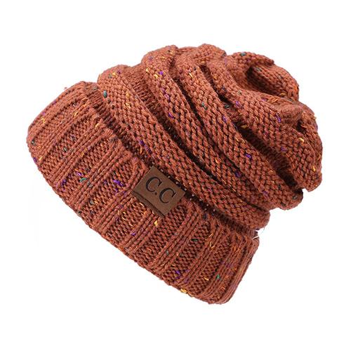 BONJEAN Women Winter Knitted Cap Casual CC labeling Beanies Hat High bun Ponytail 10 colors Hip-Hop Skullies Beanie turban hat