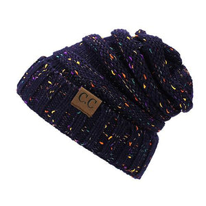 BONJEAN Women Winter Knitted Cap Casual CC labeling Beanies Hat High bun Ponytail 10 colors Hip-Hop Skullies Beanie turban hat