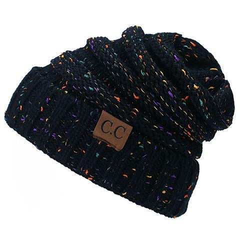 BONJEAN Women Winter Knitted Cap Casual CC labeling Beanies Hat High bun Ponytail 10 colors Hip-Hop Skullies Beanie turban hat