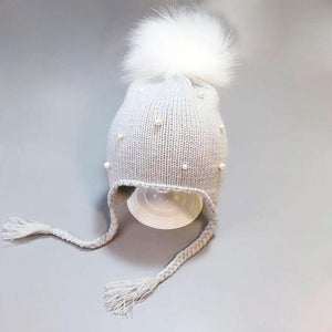2017 Baby Winter Hat Fur Pompom Caps bonnet enfant Toddler Boys Girls Knitted Cap Cotton Protect The Ears Hats Warm Kids Beanie