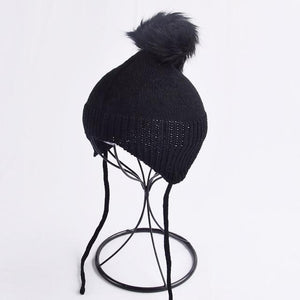 2017 Baby Winter Hat Fur Pompom Caps bonnet enfant Toddler Boys Girls Knitted Cap Cotton Protect The Ears Hats Warm Kids Beanie