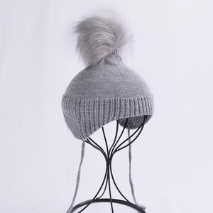 2017 Baby Winter Hat Fur Pompom Caps bonnet enfant Toddler Boys Girls Knitted Cap Cotton Protect The Ears Hats Warm Kids Beanie