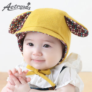 [AETRENDS] 6-12 Months Baby Knitted Beanies Cute Lovely Cat Ear Kids Beanie Hat Cotton Cap Z-6192