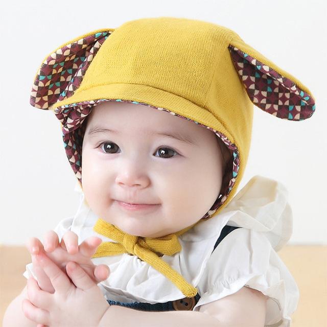 [AETRENDS] 6-12 Months Baby Knitted Beanies Cute Lovely Cat Ear Kids Beanie Hat Cotton Cap Z-6192