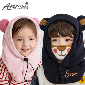 [AETRENDS] 2017 New Cute Lovely Character Masked Hood Cap Size 48CM 52CM Children Beanie Hats for Kids 2~8 Years Old Z-6174