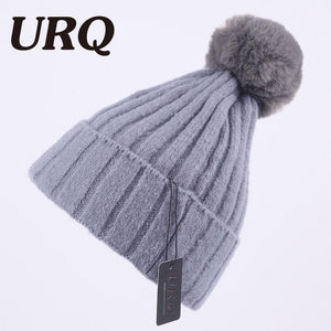 winter warm knitted cap for women soft light pom poms knitted beanies cap brand new thick female cap