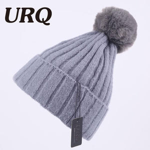 winter warm knitted cap for women soft light pom poms knitted beanies cap brand new thick female cap