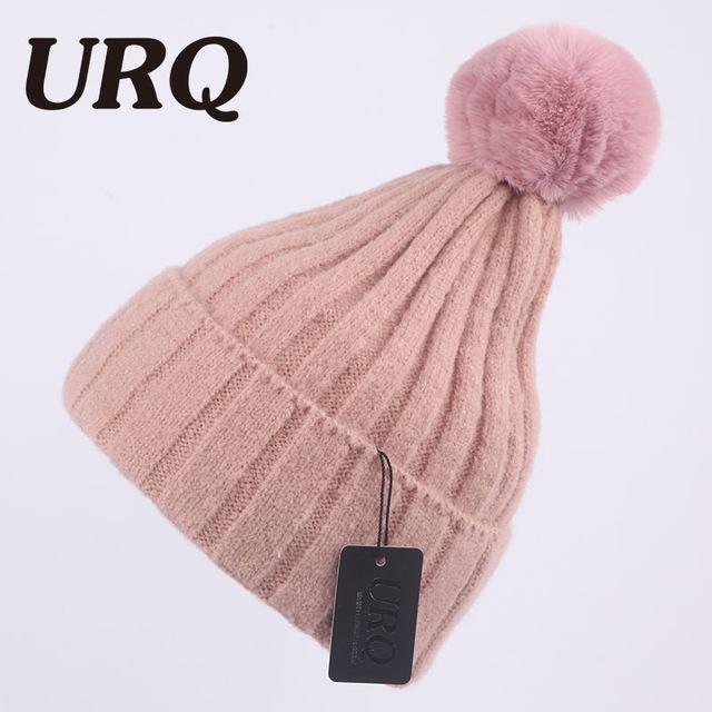 winter warm knitted cap for women soft light pom poms knitted beanies cap brand new thick female cap