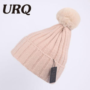 winter warm knitted cap for women soft light pom poms knitted beanies cap brand new thick female cap