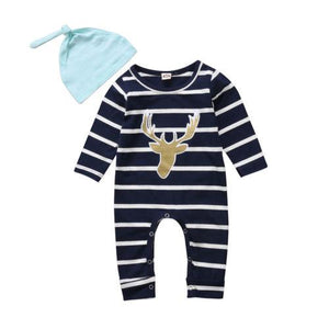 Deer Blue Stripes Set