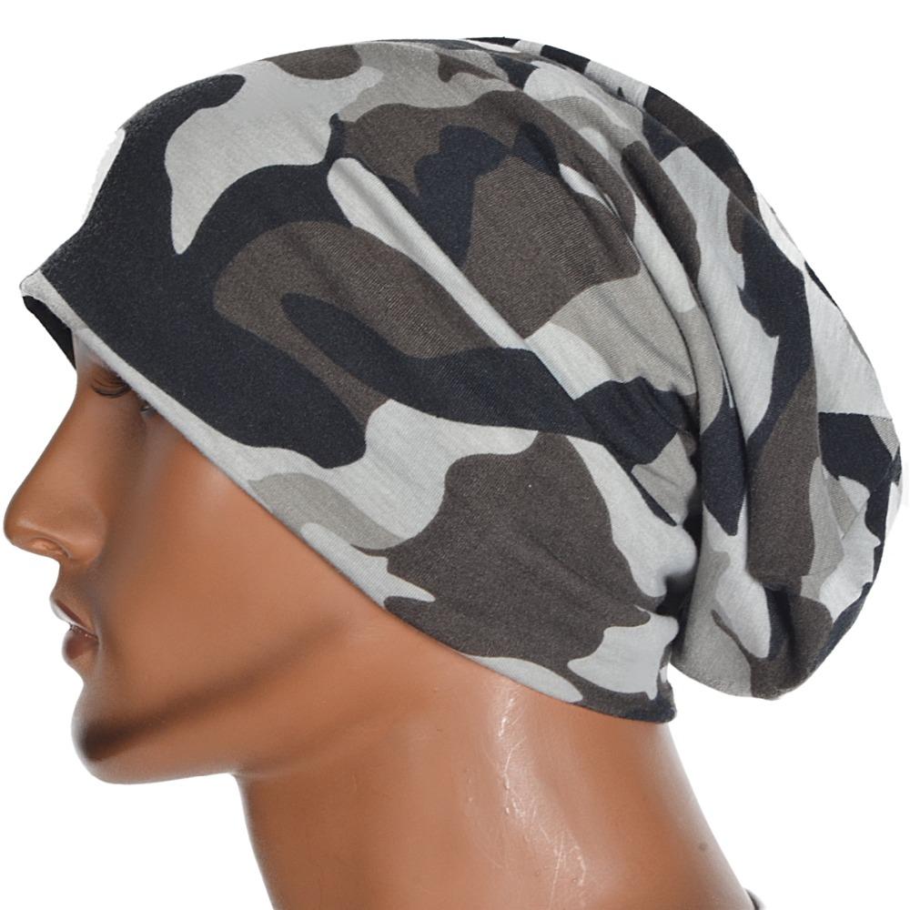 Men Cool Camouflage Slouchy Beanie Hat Skullcap Oversized Summer Cap FORBUSITE