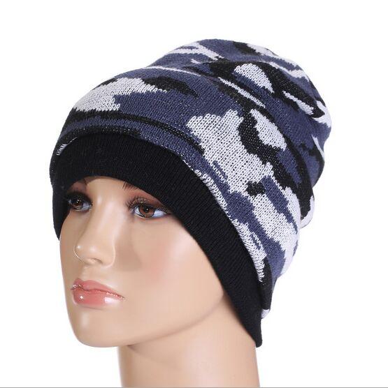 Fashion Camouflage Beanies Hat for Men Women Winter Outdoor Warm Hats Knitting Colorful Hedging Toucas Cap Bonnet HT51056+35