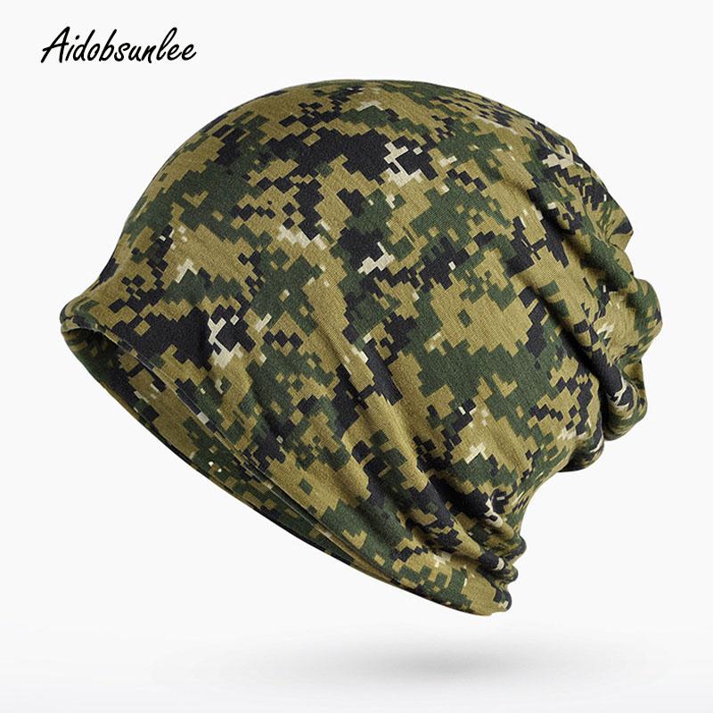Beanies Hat Men Women Hat Female Fashion Camouflage Breathable Skullies Beanies Outdoor Windproof Multiple Uses Headwear Scarf