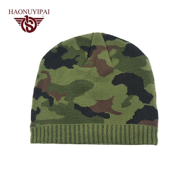 Winter Warm Camouflage Hats For Men Women Reversible Snowboard Skiing Skating Knitted Cap Beanies Skullies Hat Plus Velvet Cap