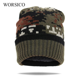 WORSICO 2017 Camouflage Balaclava Knitted Hat Cap Warmer Winter Hats For Men Skullies Beanies Bonnet gorro cap