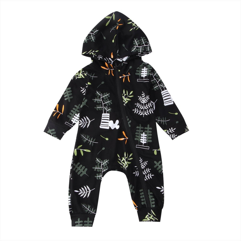 Branch Black Zipper Romper