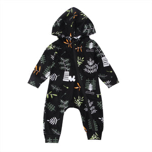 Branch Black Zipper Romper