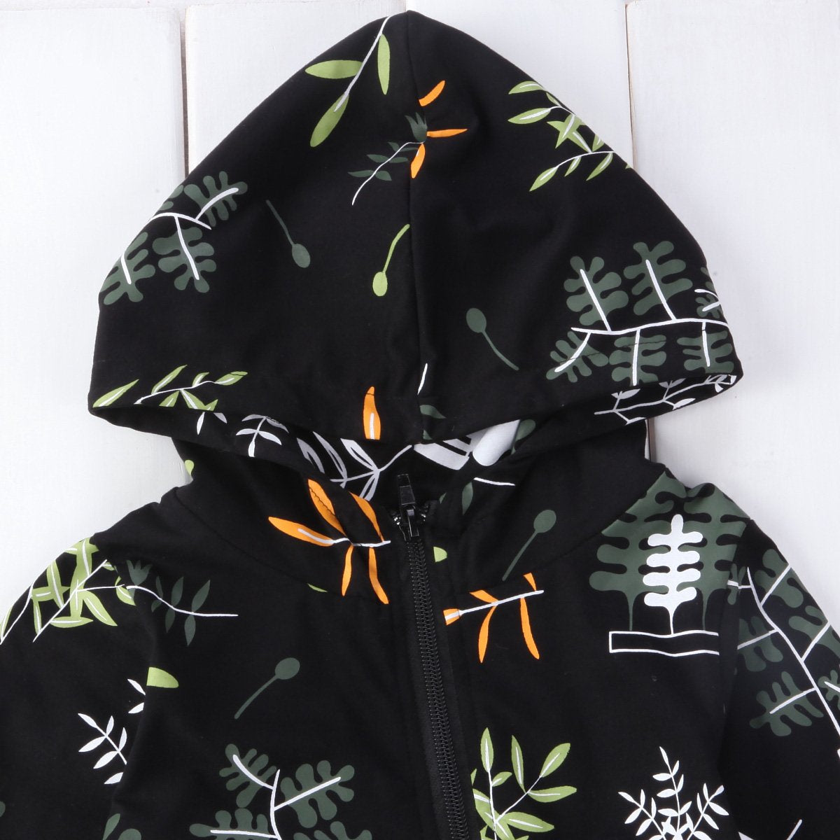 Branch Black Zipper Romper