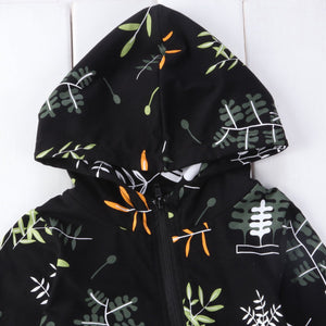 Branch Black Zipper Romper