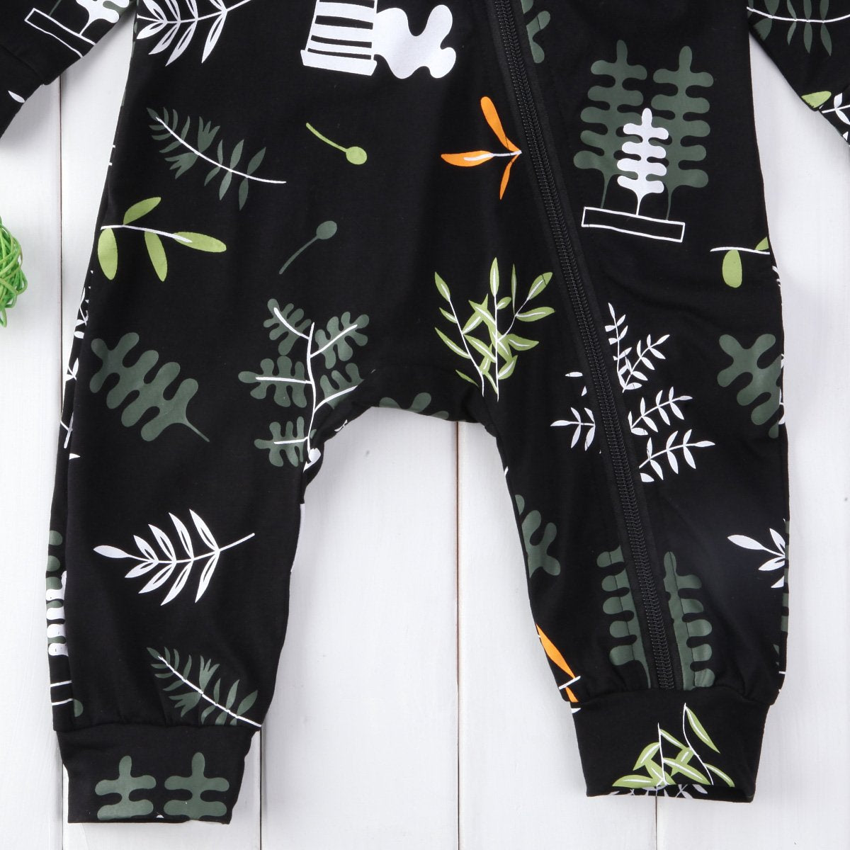 Branch Black Zipper Romper