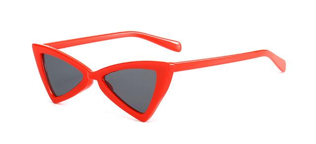 lunettes de soleil vintages retro triangle yeux de chat rouge