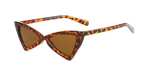 lunettes de soleil vintages retro triangle yeux de chat léopard 