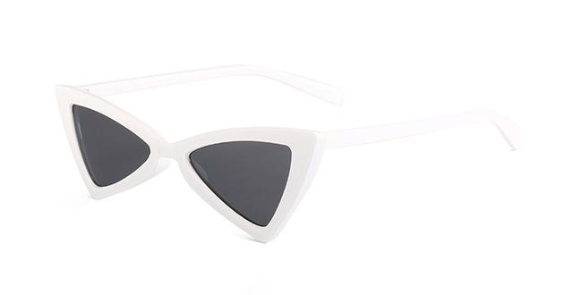 lunettes de soleil vintages retro triangle yeux de chat blanc