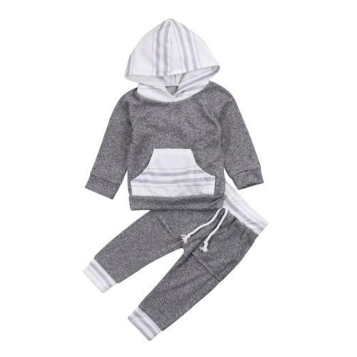 Gray Striped  Hoodie