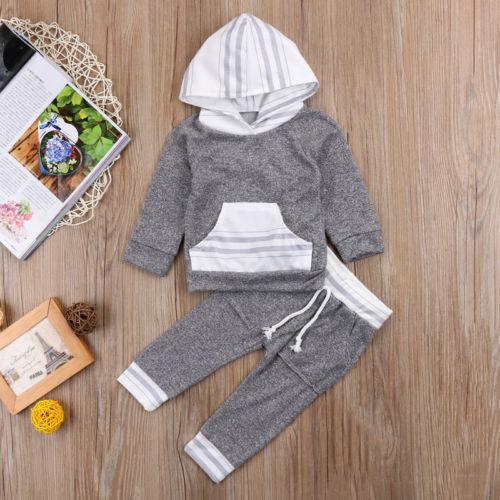 Gray Striped  Hoodie