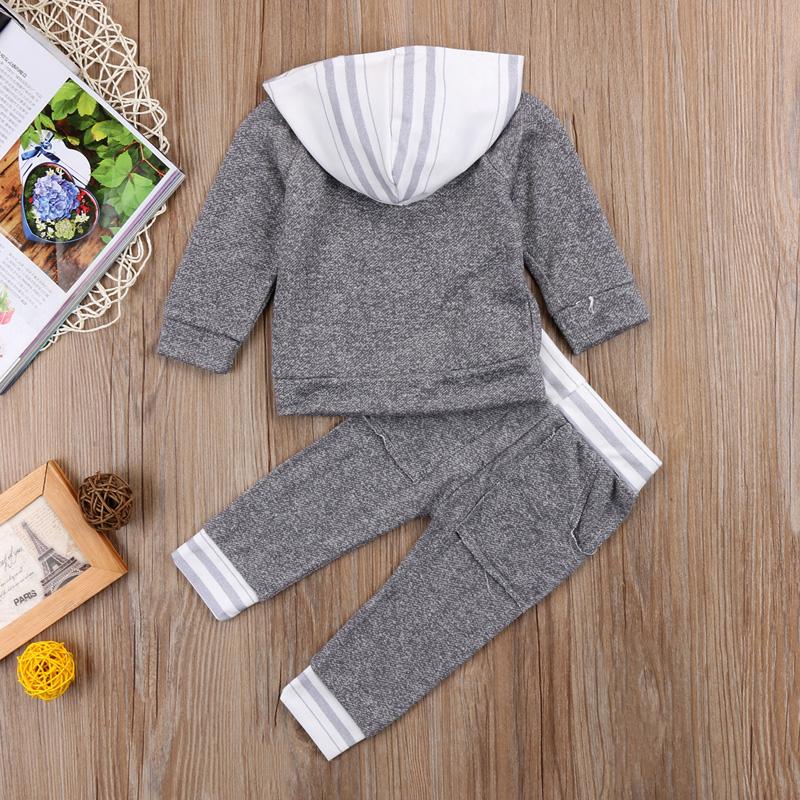 Gray Striped  Hoodie