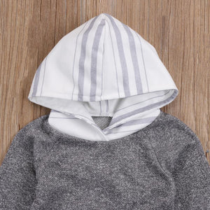 Gray Striped  Hoodie