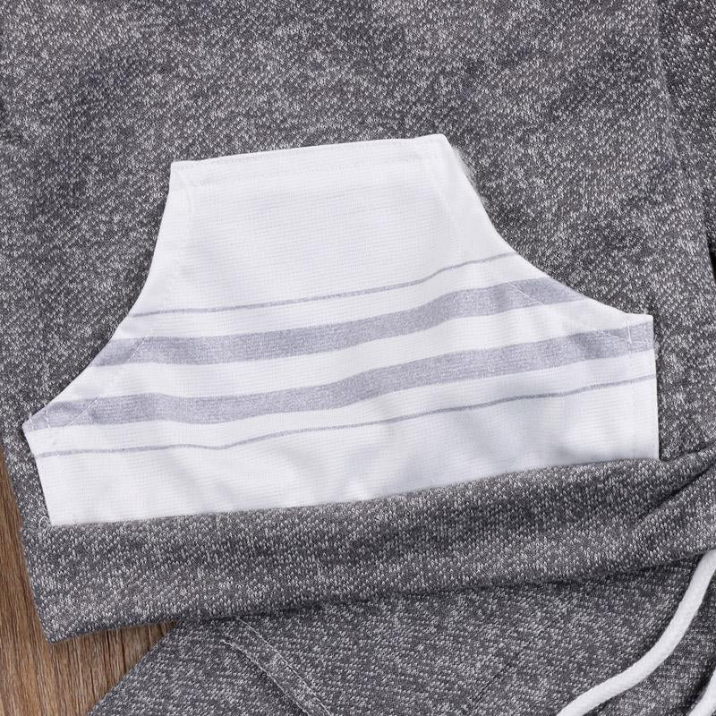 Gray Striped  Hoodie