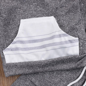Gray Striped  Hoodie