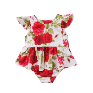 White Roses Romper Dress