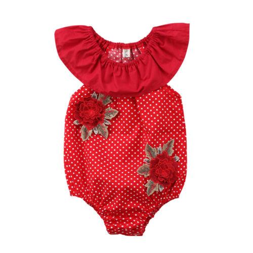 Red Flower Polka Dot Romper