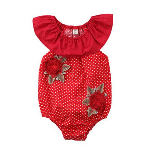 Red Flower Polka Dot Romper