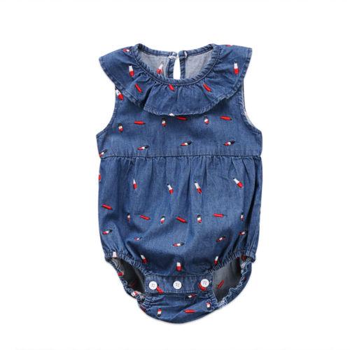 Denim Flower Romper