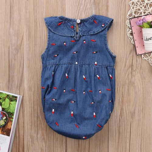 Denim Flower Romper