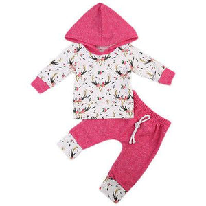 Pink Deer Hoodie set