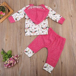 Pink Deer Hoodie set