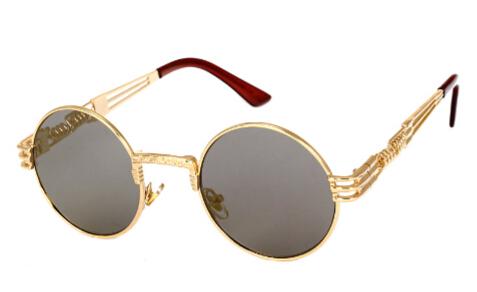 lunettes de soleil vintages retro rondes gris dorées 