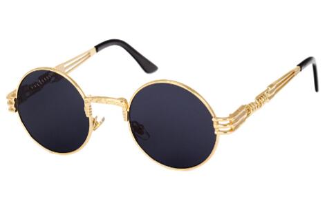 lunettes de soleil vintages retro rondes noires dorées 