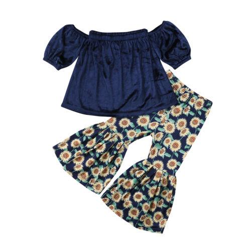 Off-shoulder top & Sunflower pants set