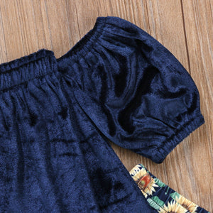 Off-shoulder top & Sunflower pants set
