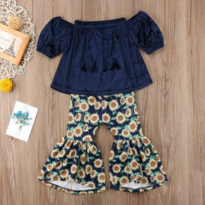 Off-shoulder top & Sunflower pants set